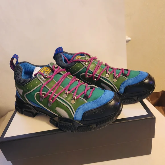 Gucci - Flashtrek Reflective Leather, Suede and Mesh Sneakers - Multi 9 BNWB - Picture 6 of 13